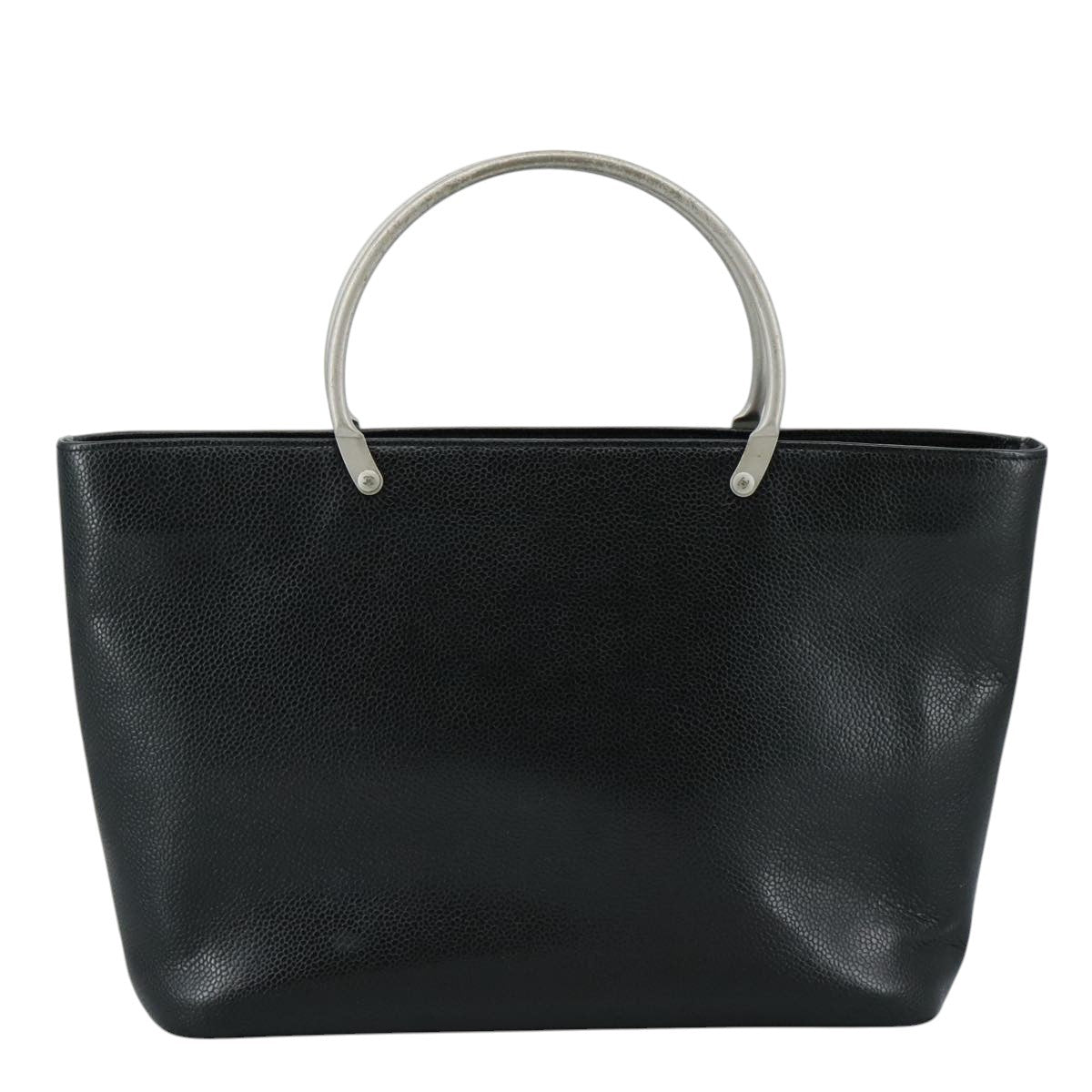 Chanel Vintage Tote Leather Black Leather Tote Bag Bag (Pre-Owned)
