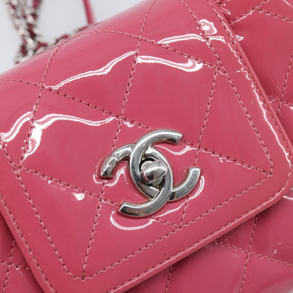 Chanel Mademoiselle Lock Chain Quilted Patent Pink Patent_Leather Shoulder Bag Bag (Pre-Owned)