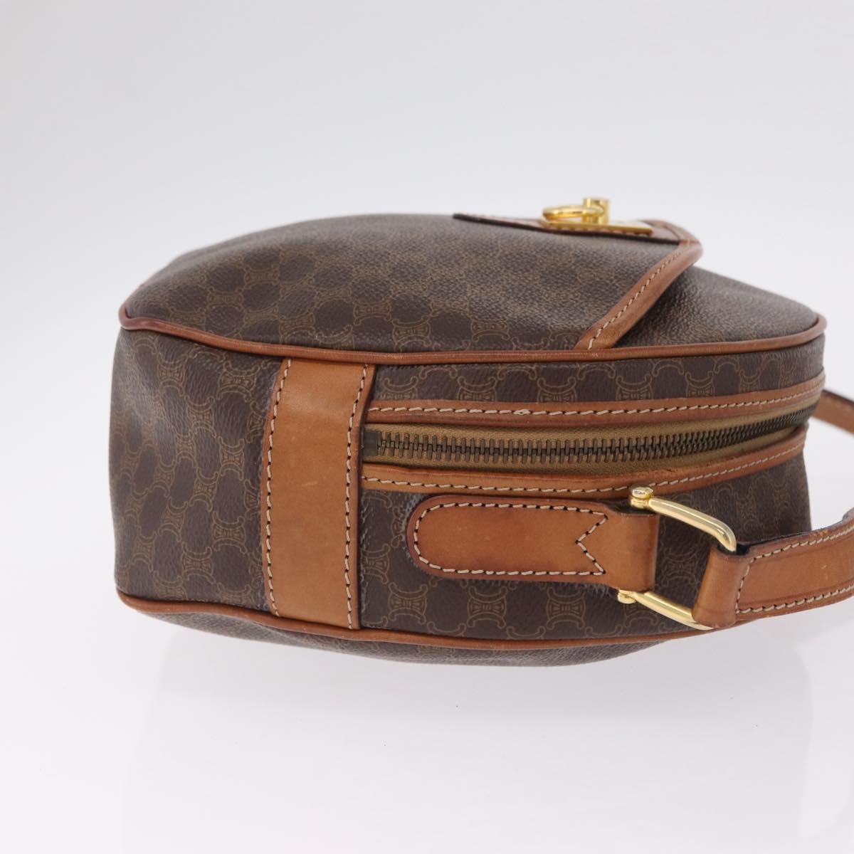 Celine Macadam Shoulder Leather Brown Canvas Crossbody Bag Bag (Pre-Owned)