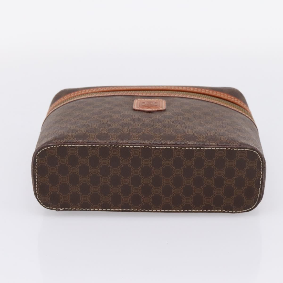 Celine Top Handle Vanity Box Triomphe Coated Canvas Brown Canvas Handbag (Pre-Owned)