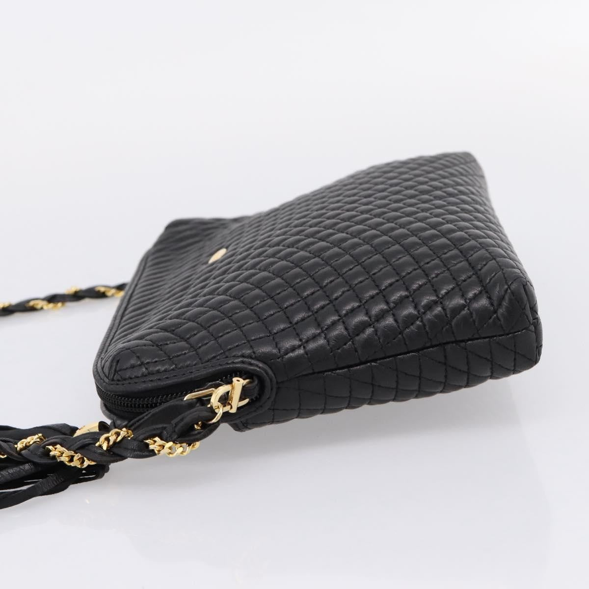 Bally Vintage Chain Quilted Leather Black Leather Shoulder Bag Bag (Pre-Owned)