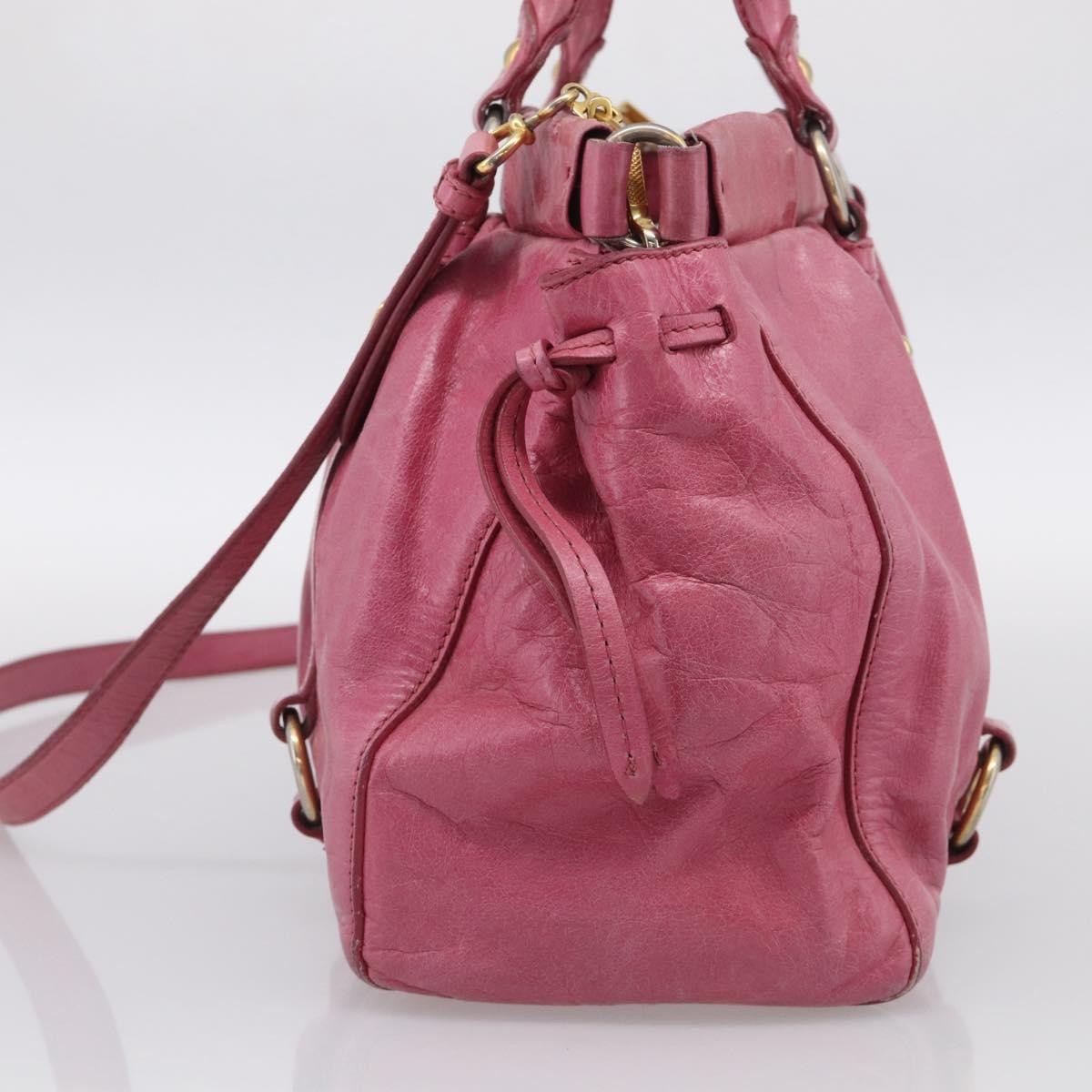 Miu Miu Vitello Lux Leather Pink Leather Handbag (Pre-Owned)