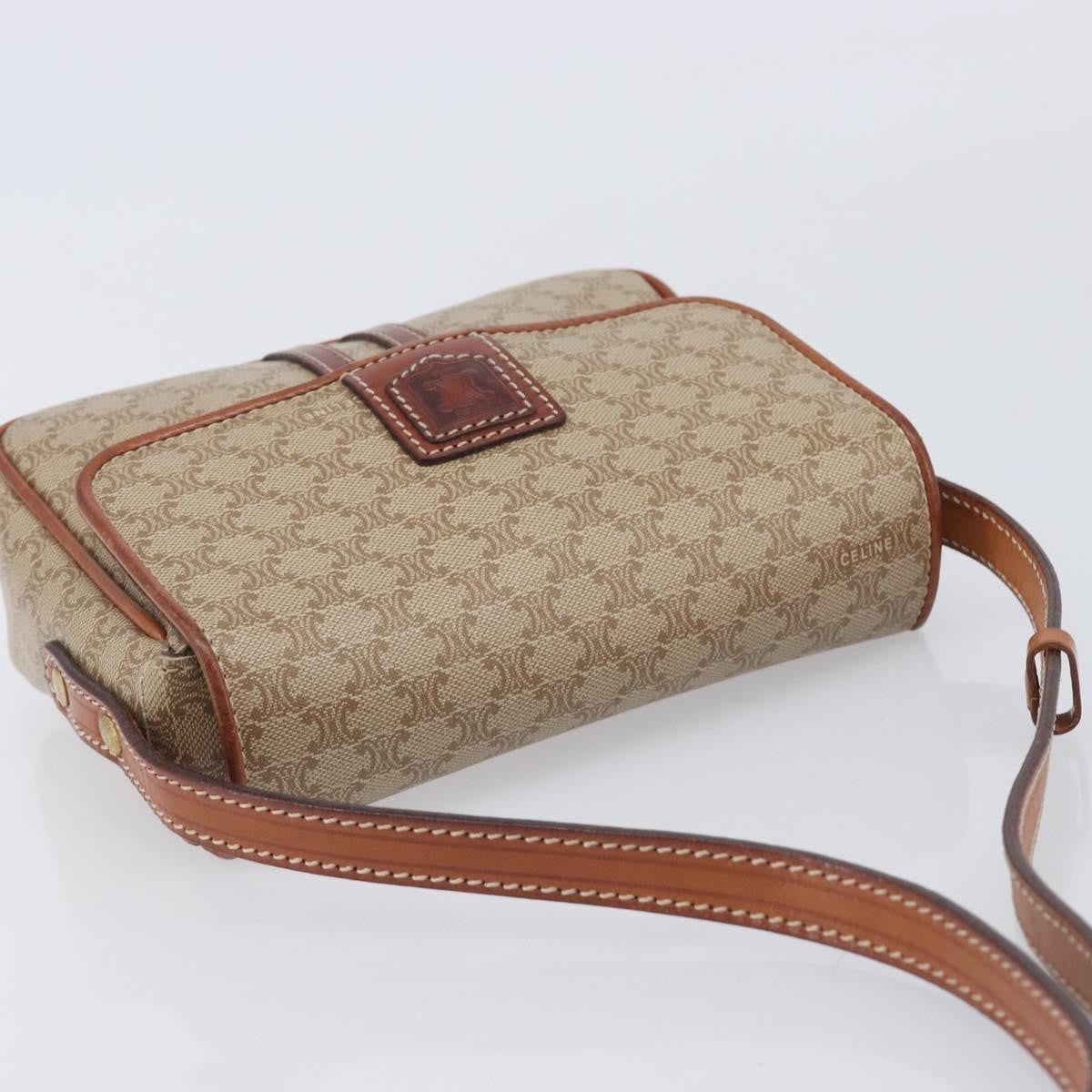 Celine Macadam Shoulder Canvas Beige Canvas Crossbody Bag Bag (Pre-Owned)