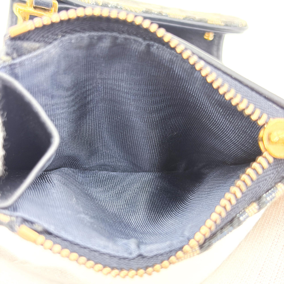 Christian Dior Saddle Flap Oblique Canvas Navy Canvas Wallets Accessory (Pre-Owned)