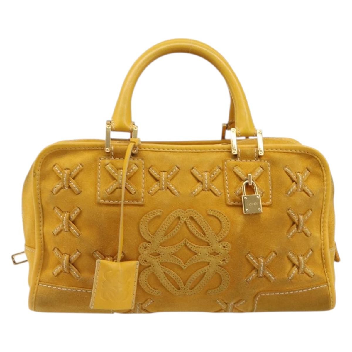 Loewe Amazona Suede Yellow Suede Handbag (Pre-Owned)
