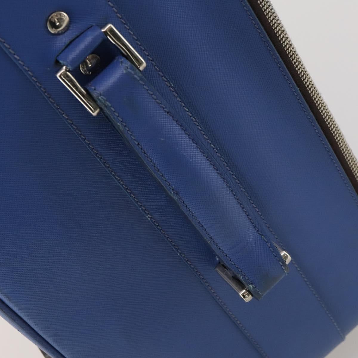 Prada Travel Saffiano Leather Blue Leather Travel Bag Bag (Pre-Owned)