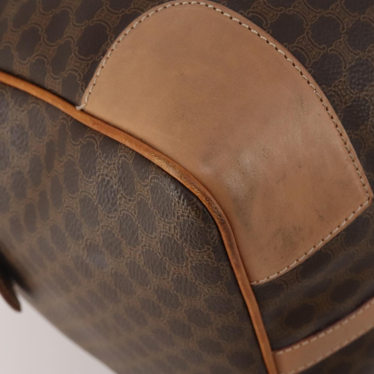 Celine Vintage Duffle Canvas And Leather Brown Canvas Travel Bag Bag (Pre-Owned)