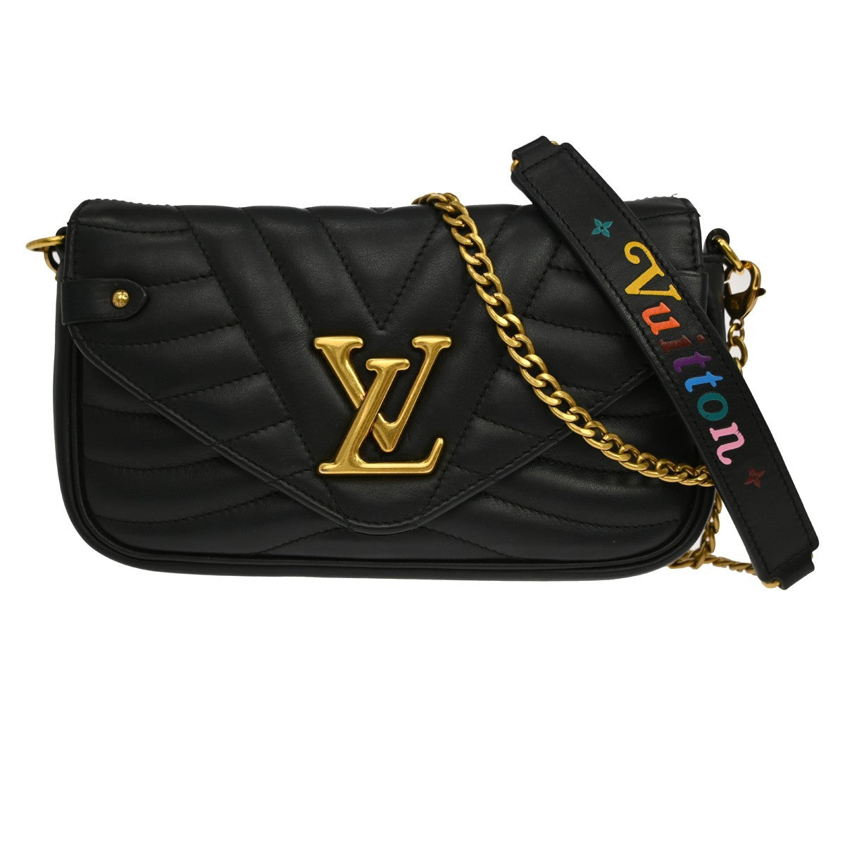 Louis Vuitton New Wave Chain Quilted Leather Black Leather Handbag (Pre-Owned)