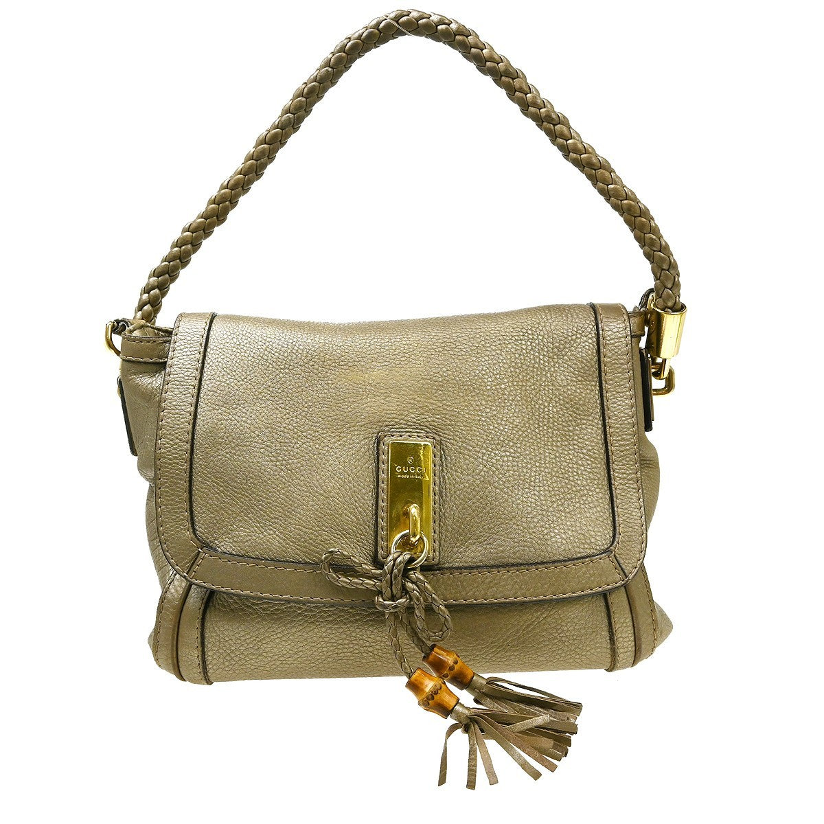 Gucci Bella Flap Leather Gold Leather Shoulder Bag Bag (Pre-Owned)