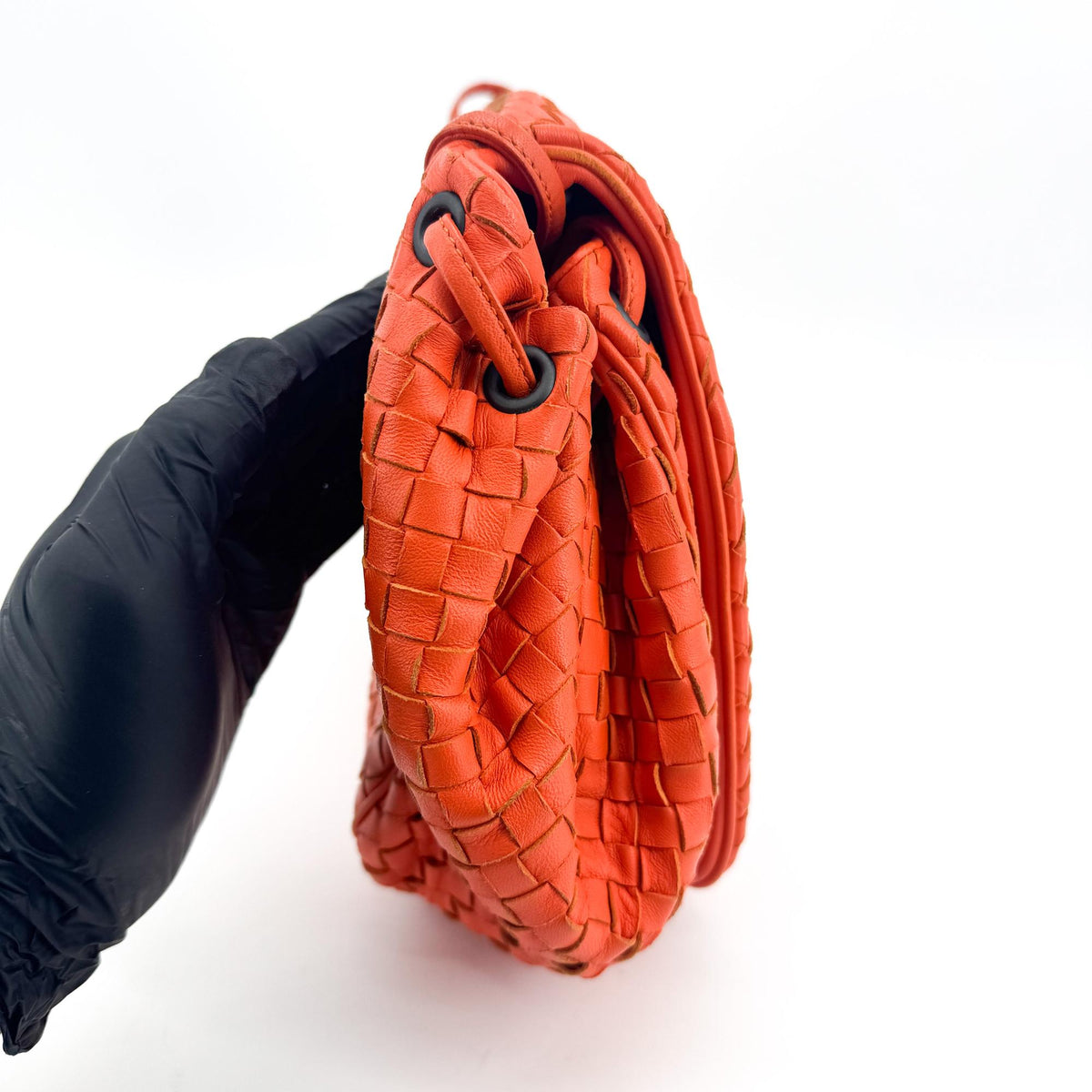Bottega Veneta Convertible Flap Intrecciato Nappa Orange Leather Shoulder Bag Bag (Pre-Owned)