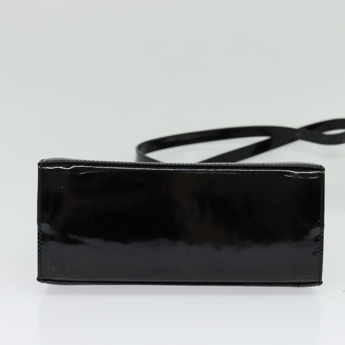 Salvatore Ferragamo Gancini Convertible Top Handle Patent Leather Black Patent_Leather Handbag (Pre-Owned)
