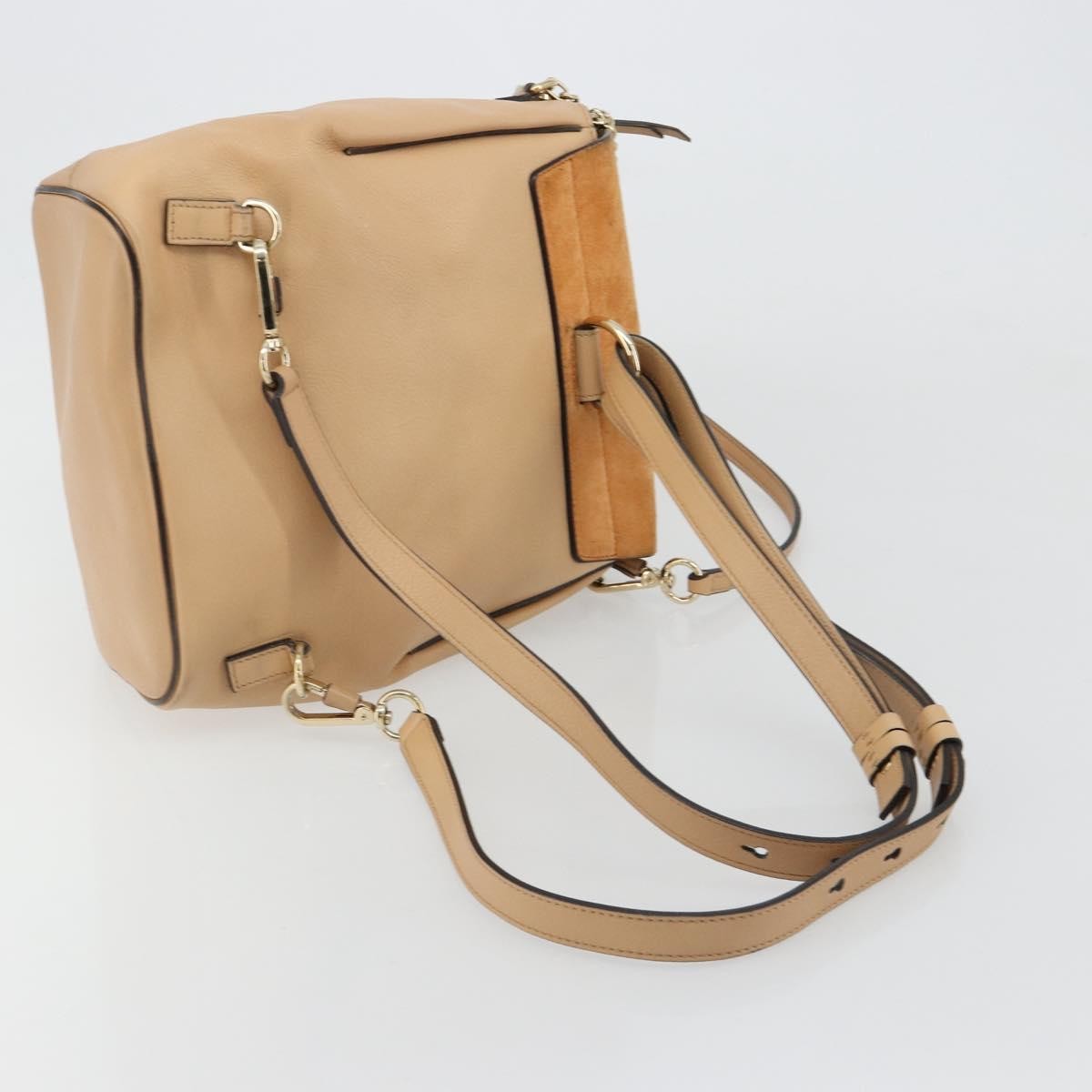 Chloe Faye Suede With Applique Beige Leather Backpack Bag (Pre-Owned)