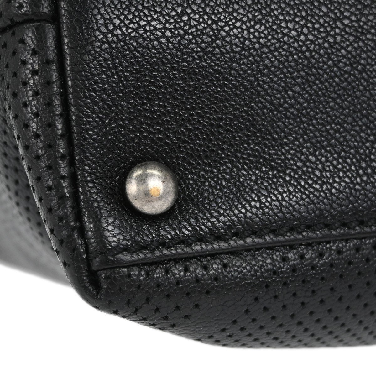 Chanel Cc Tote Perforated Leather Black Leather Tote Bag Bag (Pre-Owned)