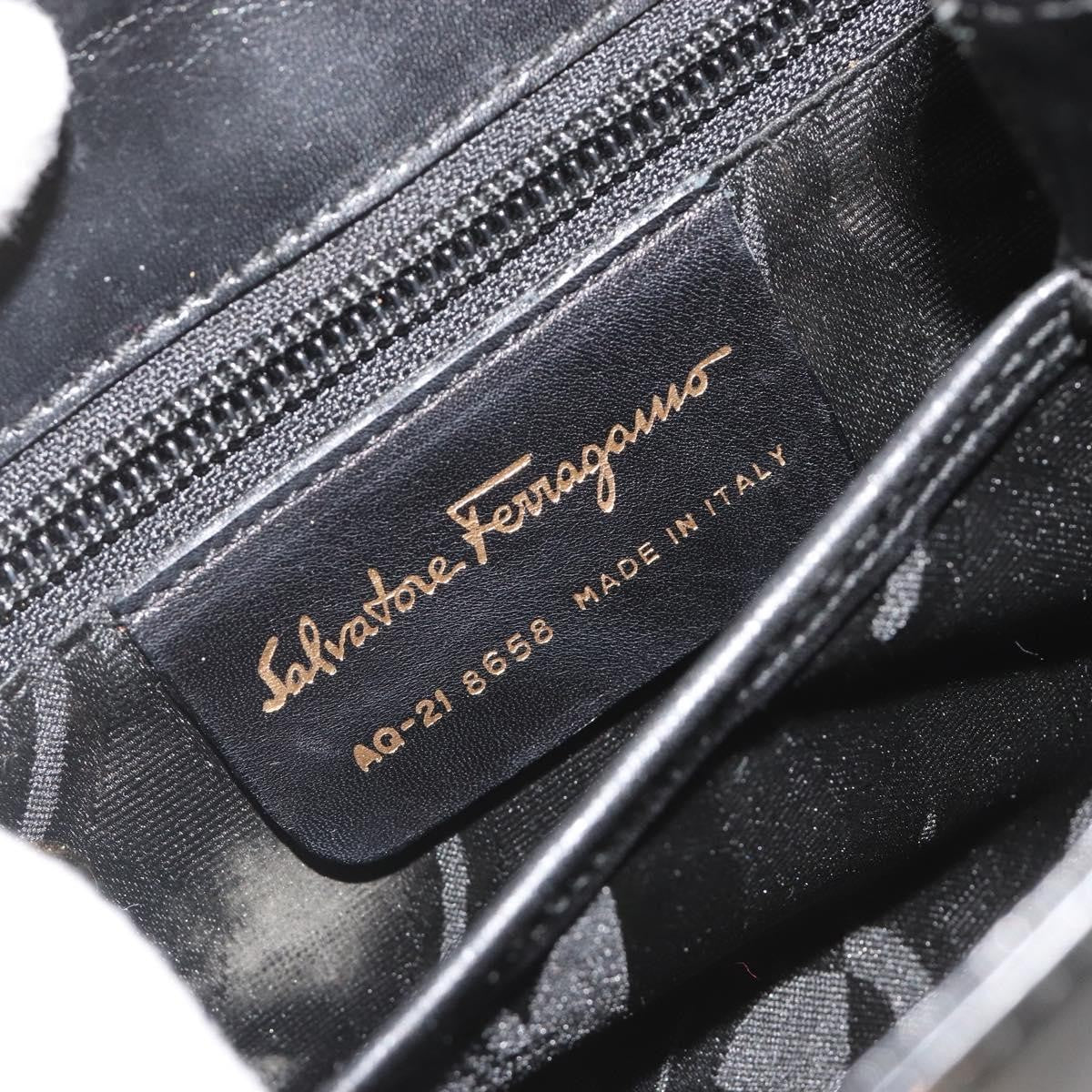 Salvatore Ferragamo Gancini Convertible Top Handle Leather Black Leather Handbag (Pre-Owned)