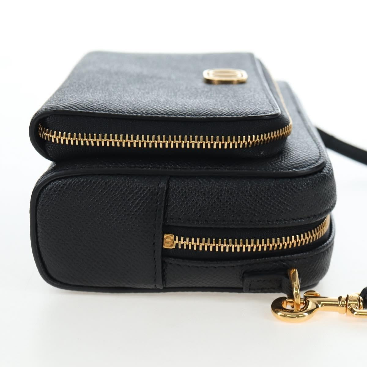 Christian Dior Caro Double Leather Black Leather Crossbody Bag Bag (Pre-Owned)