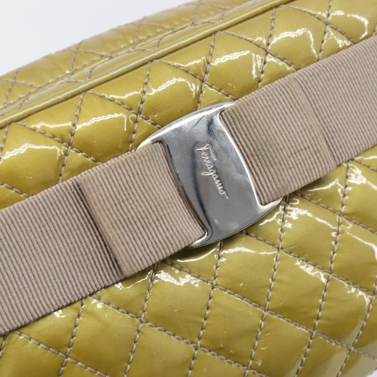 Salvatore Ferragamo Vala Patent Leather Green Patent_Leather Shoulder Bag Bag (Pre-Owned)