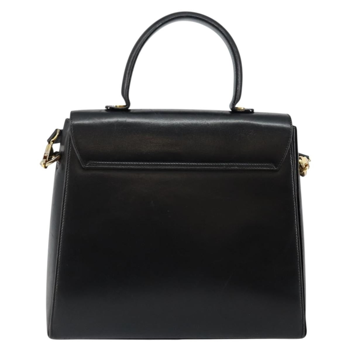 Salvatore Ferragamo Gancini Convertible Top Handle Leather Black Leather Handbag (Pre-Owned)
