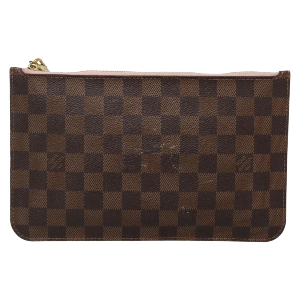 Louis Vuitton Neverfull Pochette Damier Ebene Brown Canvas Bag (Pre-Owned)