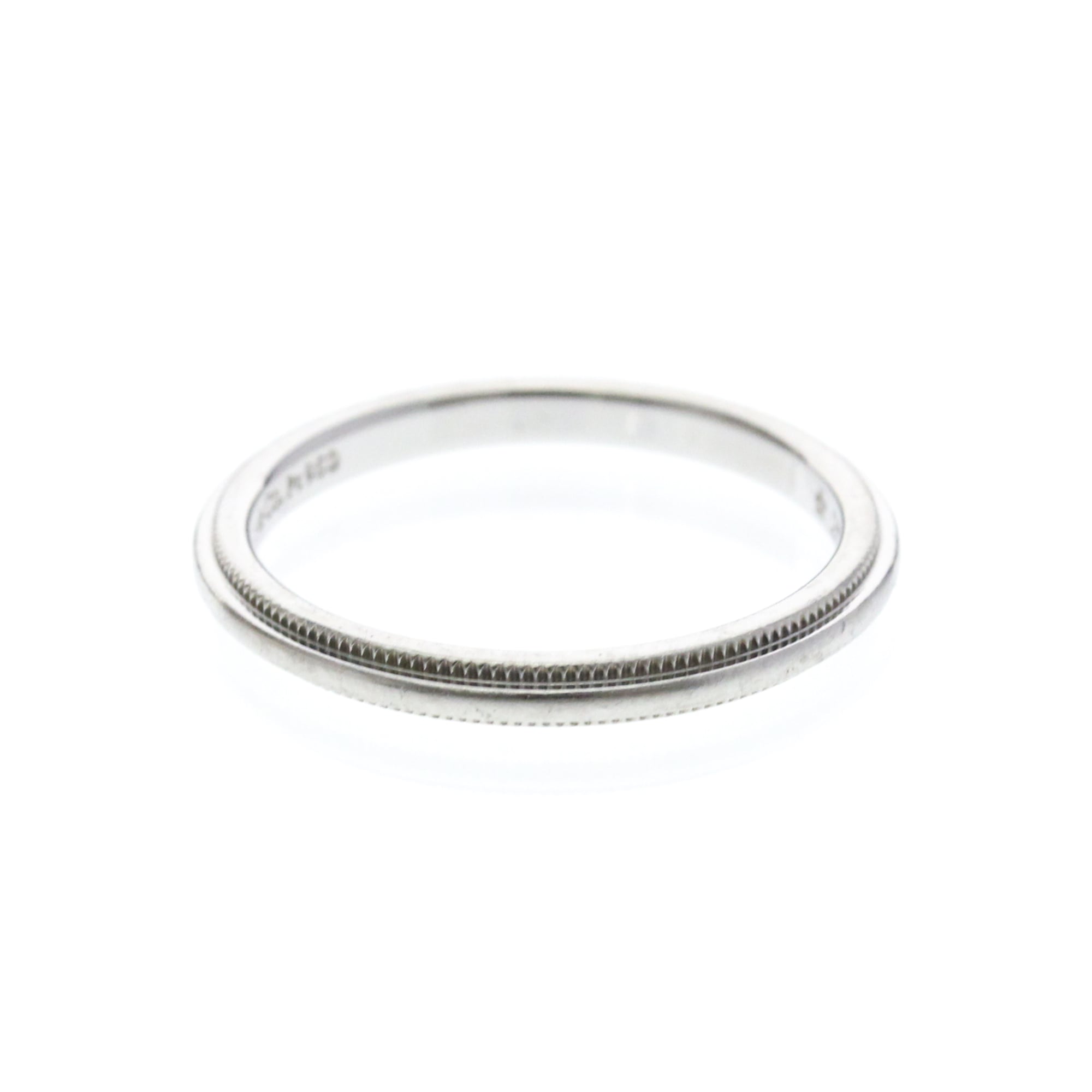 Tiffany & Co. Classic Milgrain Band Platinum Silver Platinum Ring Jewelry (Pre-Owned)
