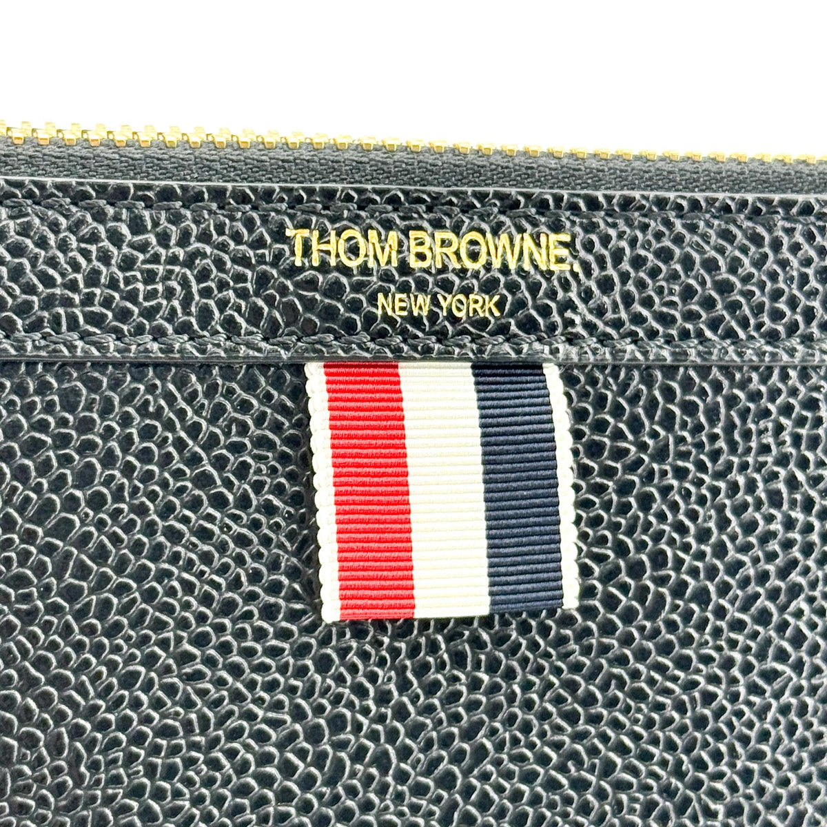 Thom Browne Zip Document Holder Leather With Applique Black Leather Briefcase Bag (Pre-Owned)