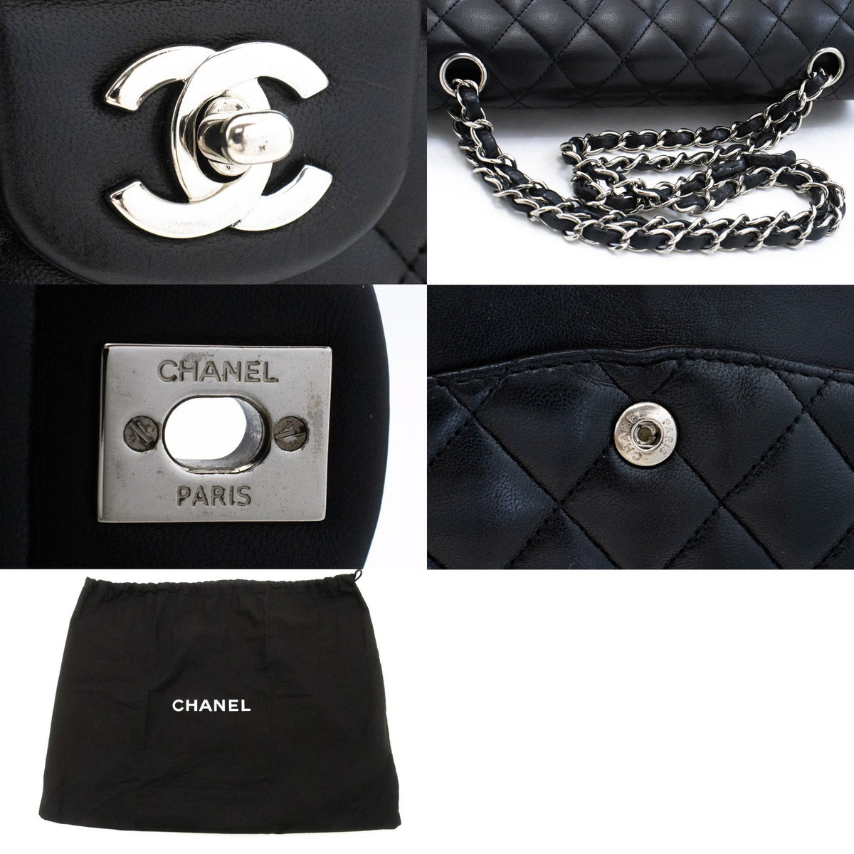 Chanel Classic Bowler Quilted Caviar Black Leather Handbag (Pre-Owned)