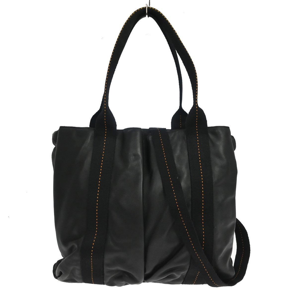 Hermes Caravan Tote Leather Black Leather Tote Bag Bag (Pre-Owned)