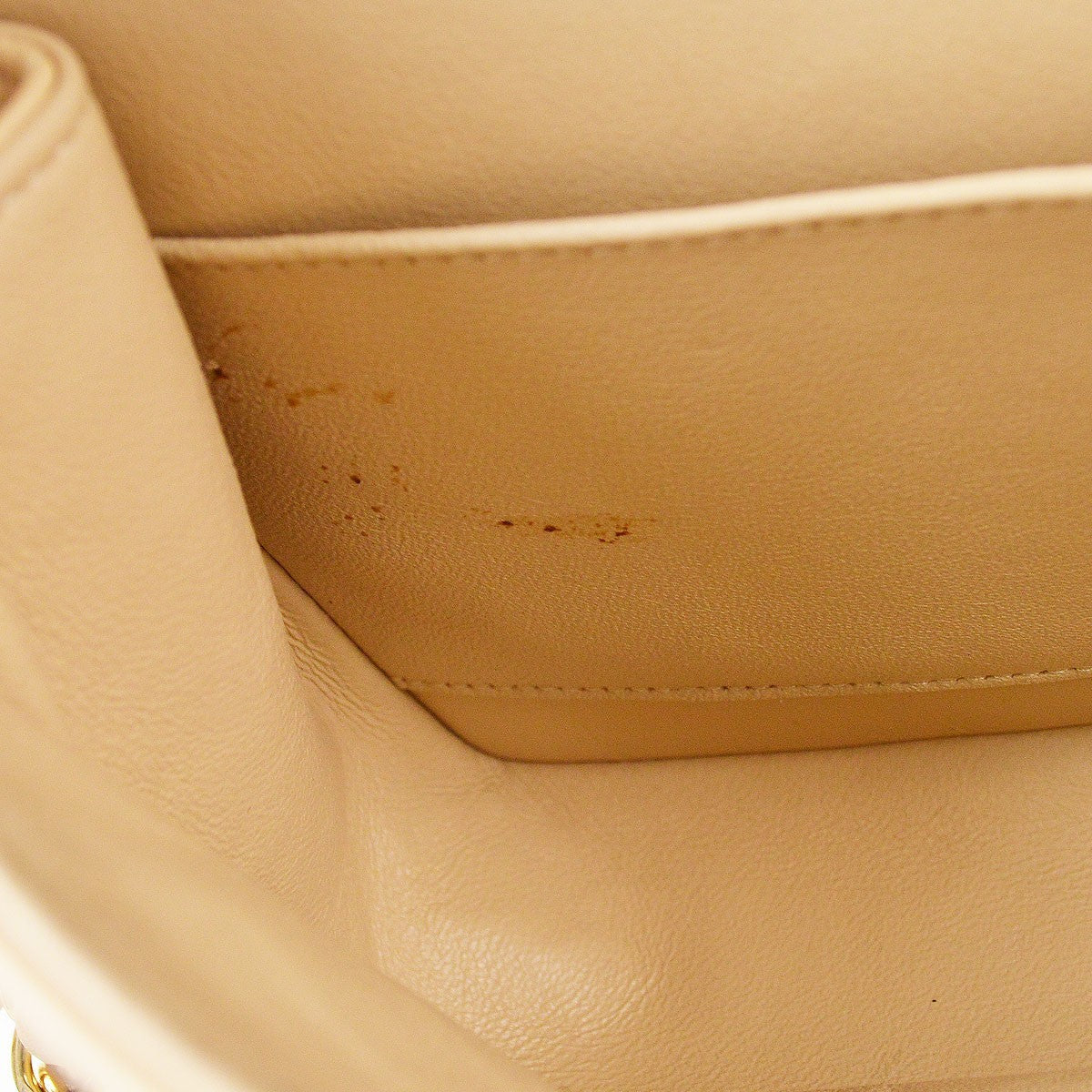 Chanel Vintage Classic Double Flap Quilted Lambskin Beige Leather Handbag (Pre-Owned)