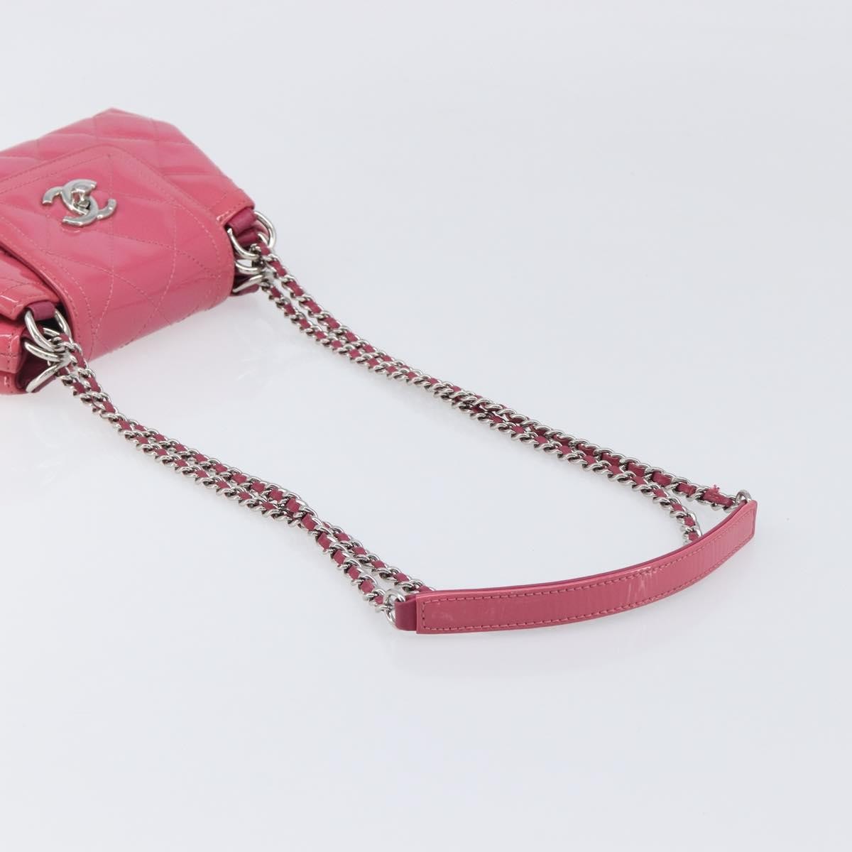 Chanel Mademoiselle Lock Chain Quilted Patent Pink Patent_Leather Shoulder Bag Bag (Pre-Owned)