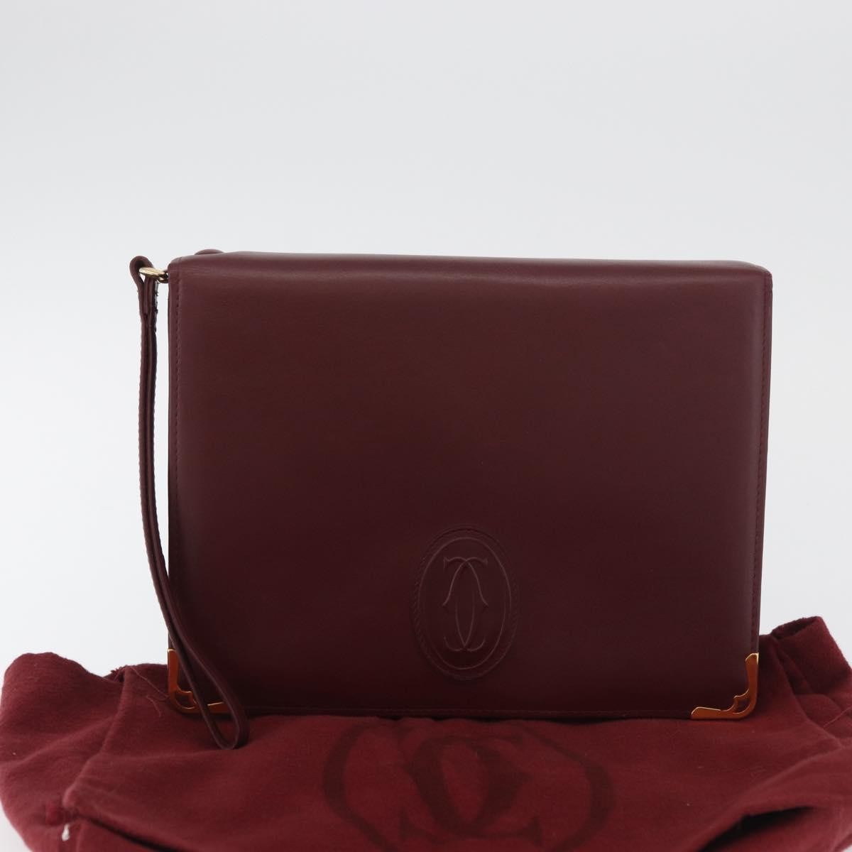 Cartier Must De Cartier Clutch Leather Burgundy Leather Clutche & Pouche Bag (Pre-Owned)