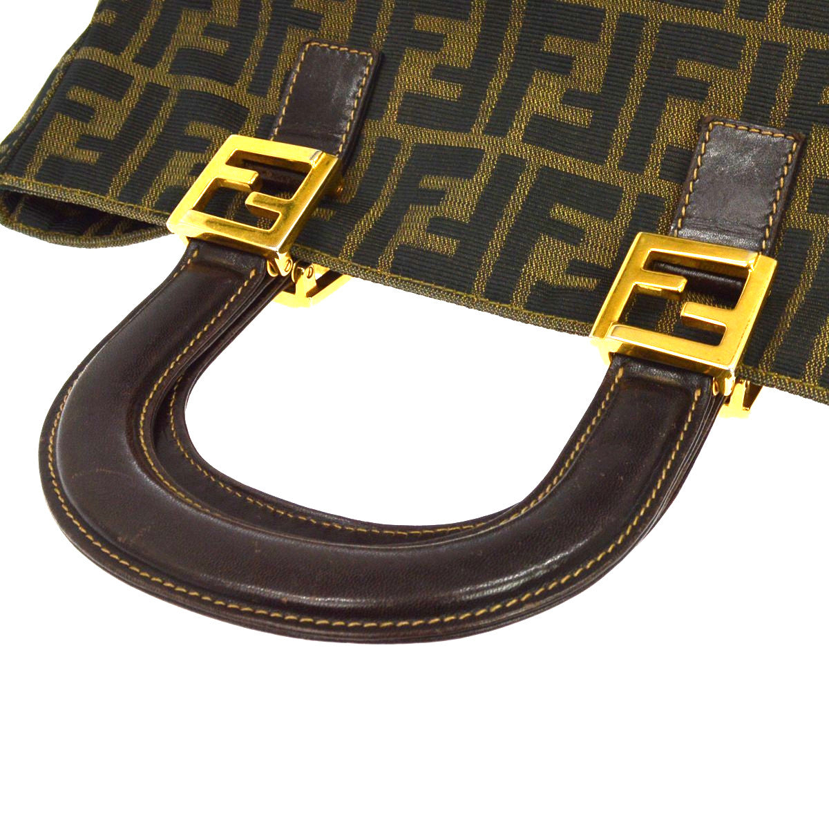 Fendi Vintage Top Handle Zucca Canvas Brown Canvas Tote Bag Bag (Pre-Owned)