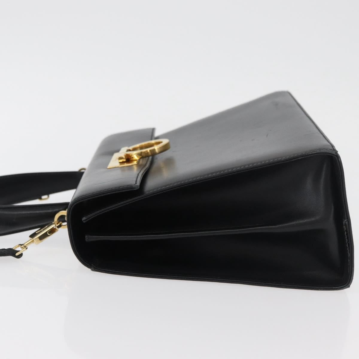 Salvatore Ferragamo Convertible Top Handle Leather Black Leather Handbag (Pre-Owned)