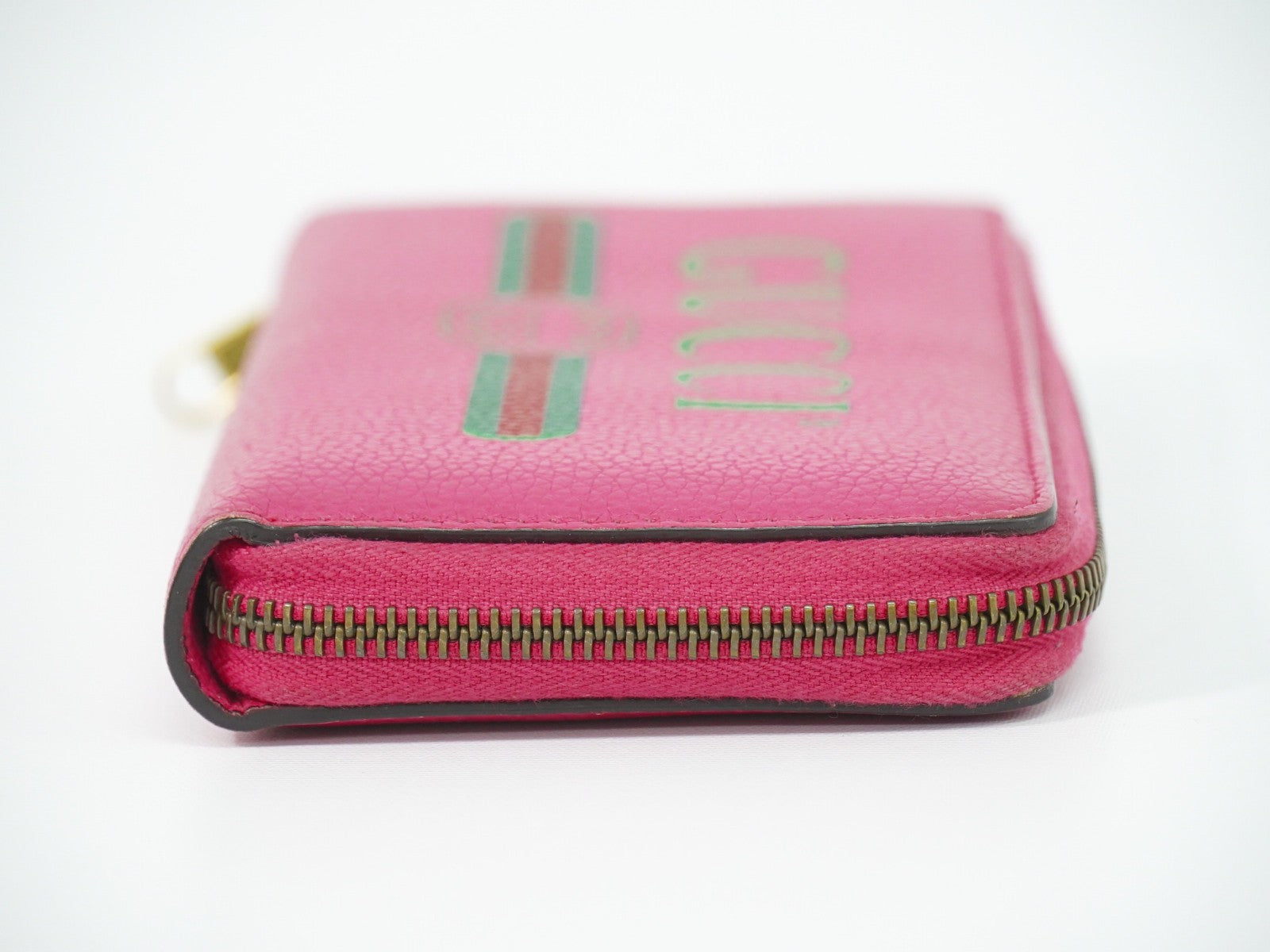 Gucci Vintage Logo Zip Around Leather Pink Leather Wallets Accessory (Pre-Owned)