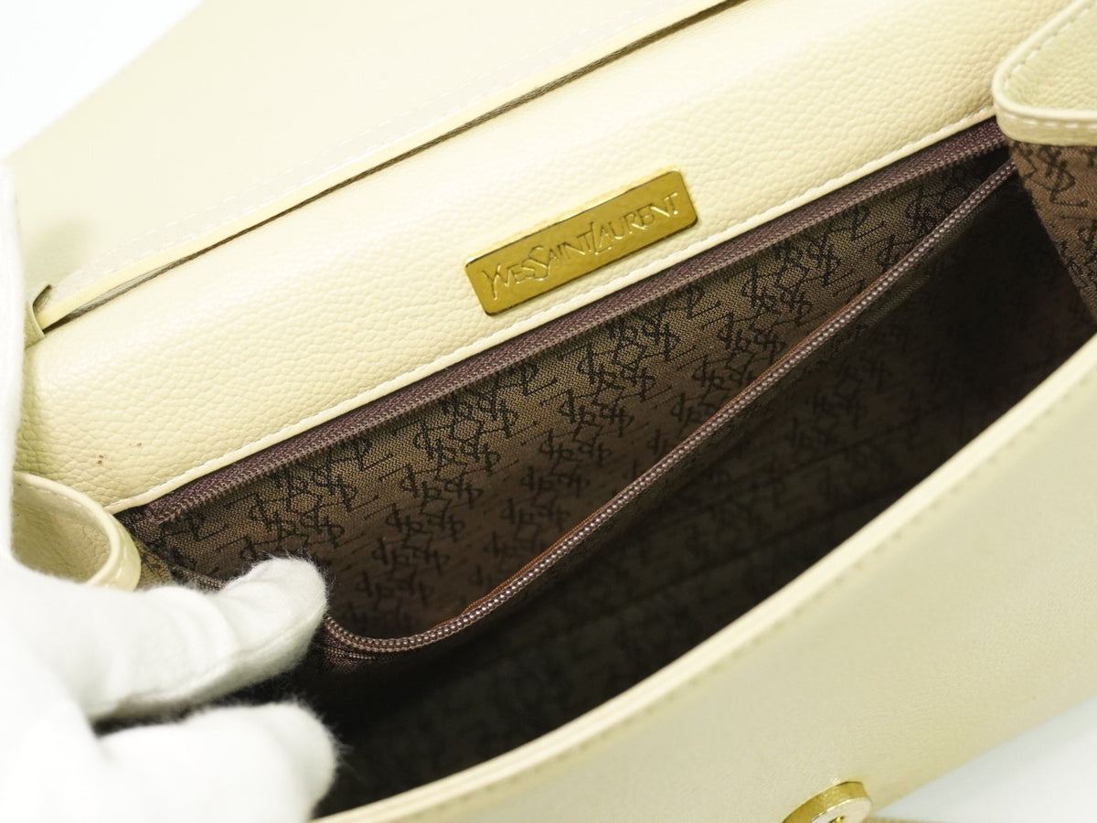 Saint Laurent Uptown Leather Beige Leather Crossbody Bag Bag (Pre-Owned)
