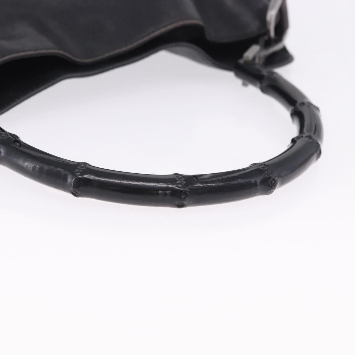 Gucci Vintage Bamboo Handle Open Hobo Leather Black Leather Shoulder Bag Bag (Pre-Owned)