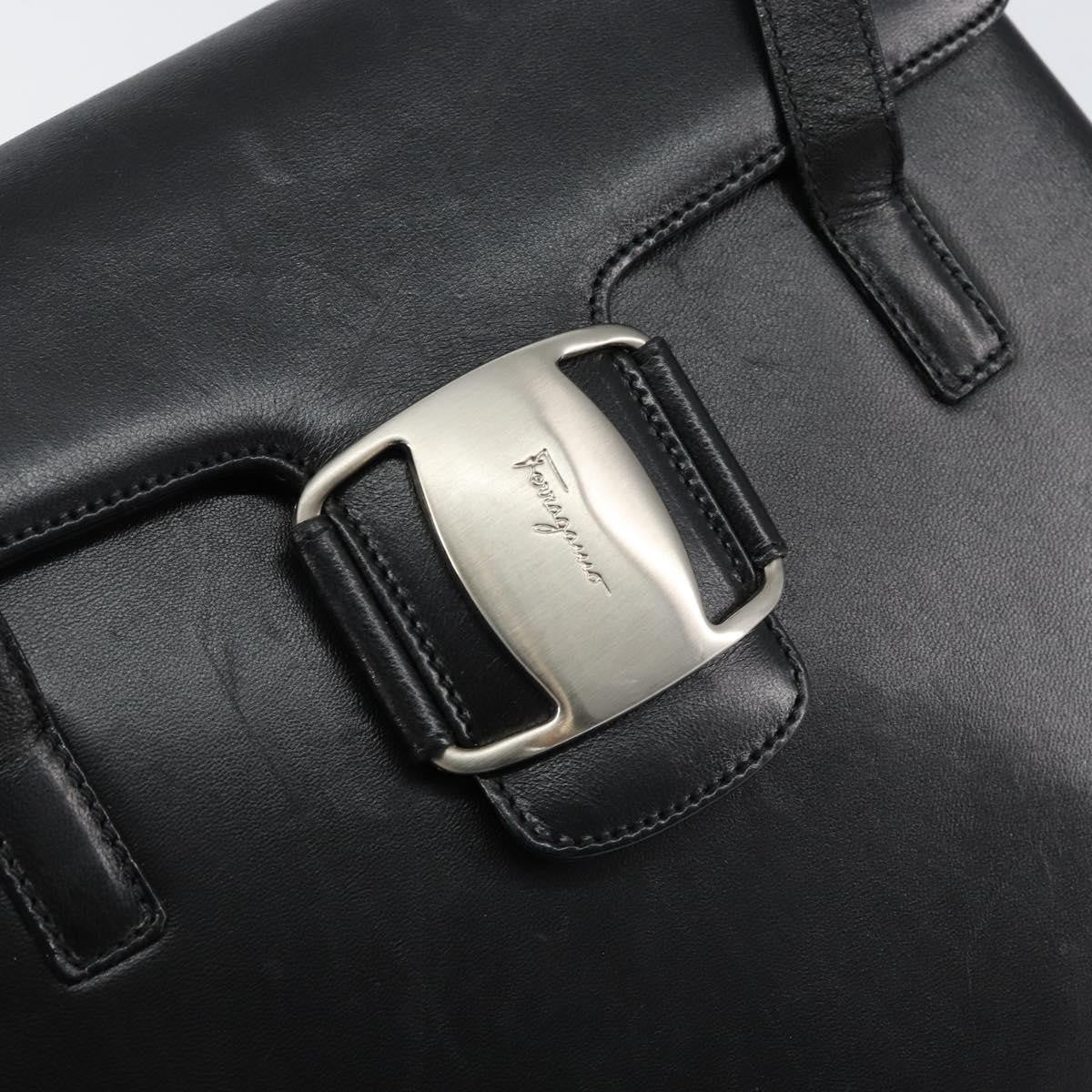 Salvatore Ferragamo Vala Leather Black Leather Tote Bag Bag (Pre-Owned)