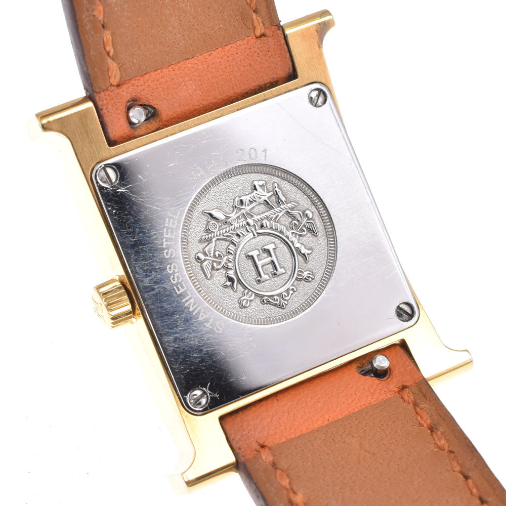 Hermes Heure H Quartz Plated Metal And Leather Watch (Pre-Owned)