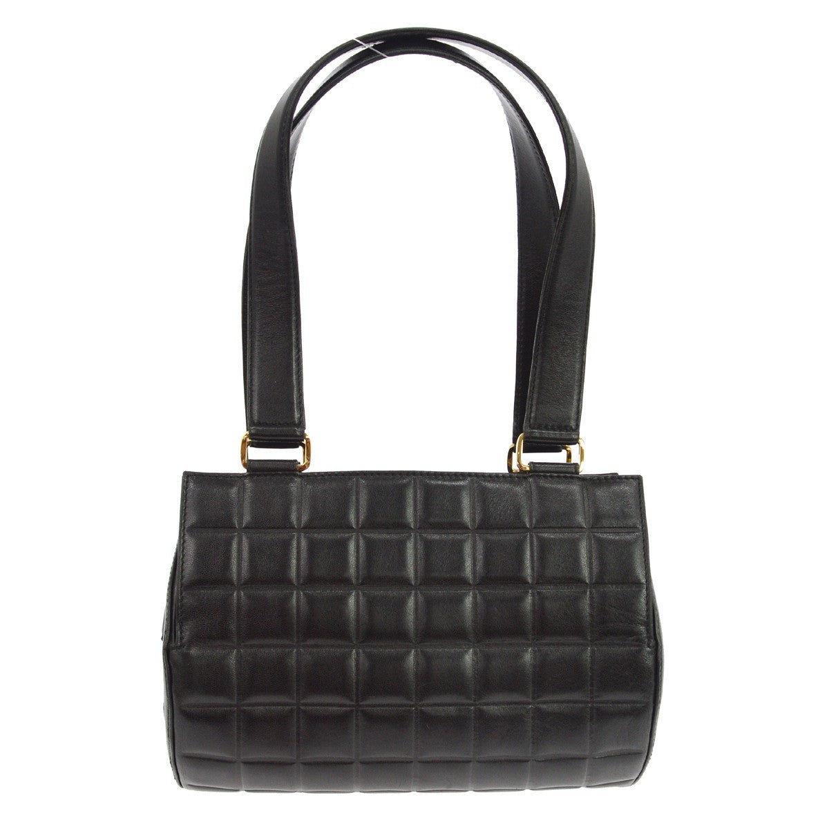 Chanel Chocolate Bar Barrel Quilted Leather Black Leather Handbag (Pre-Owned)