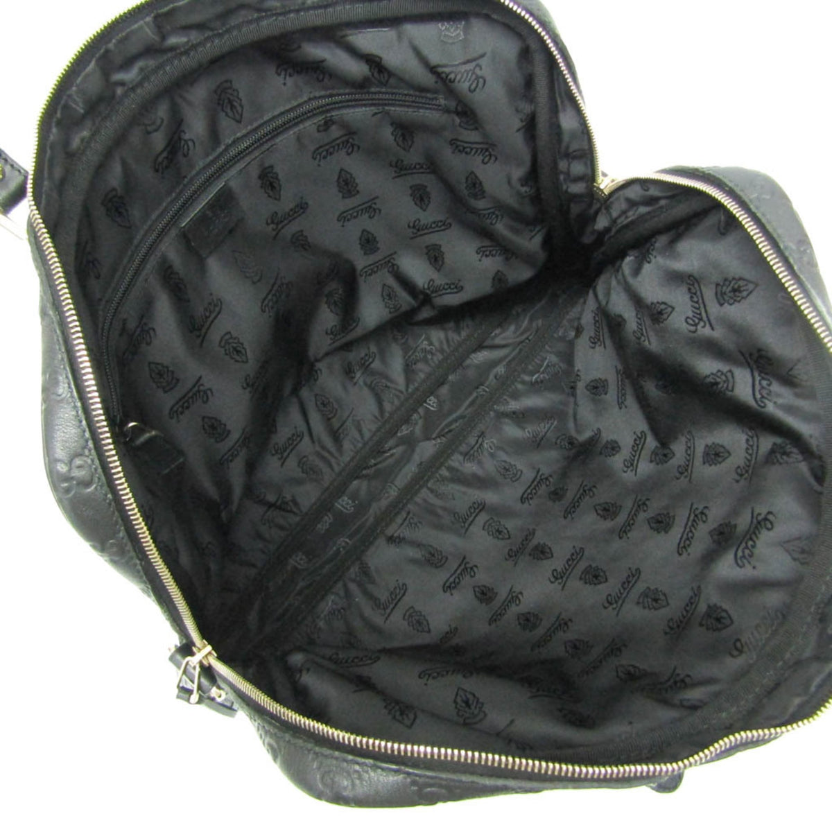 Gucci Convertible Briefcase Guccissima Leather Black Leather Briefcase Bag (Pre-Owned)