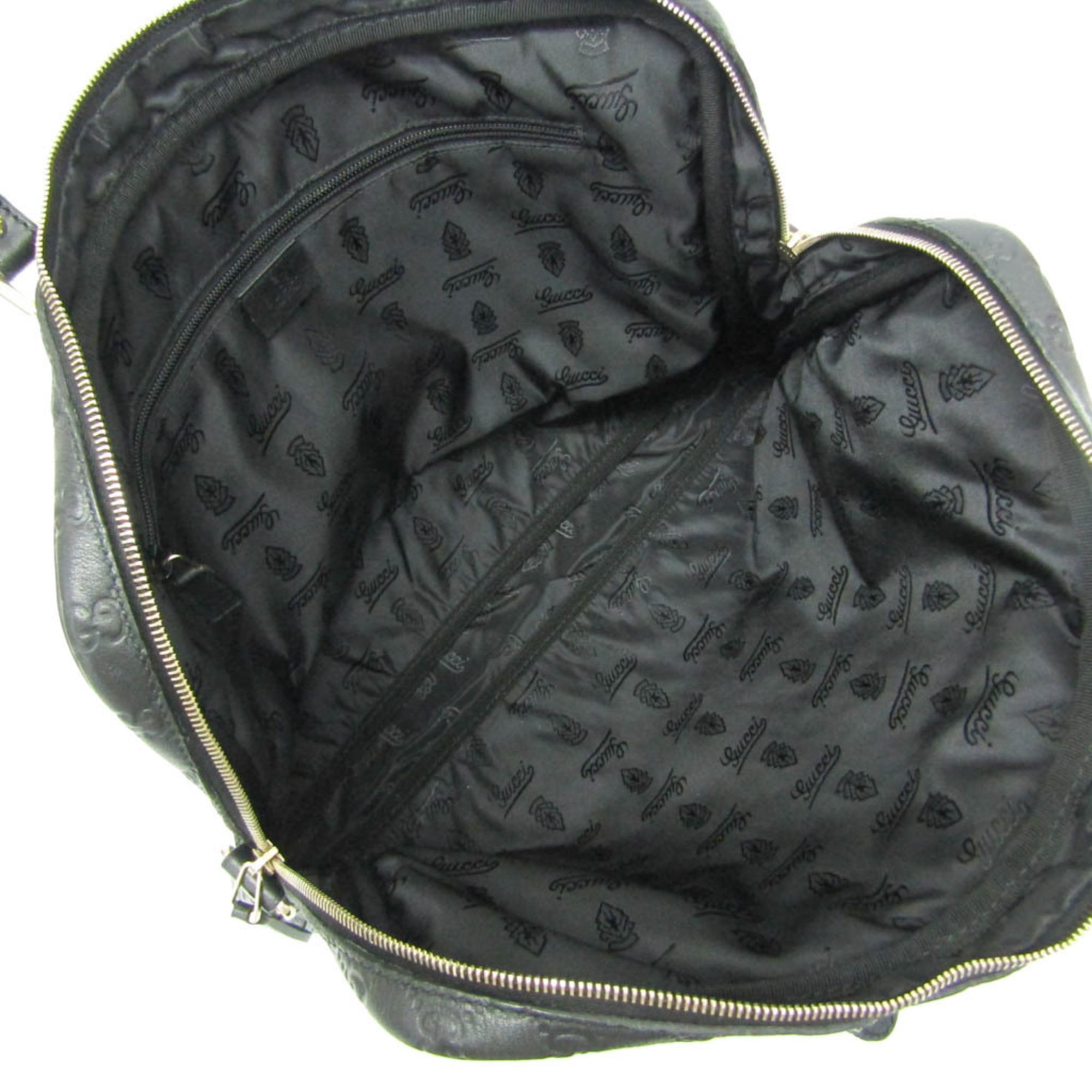 Gucci Convertible Briefcase Guccissima Leather Black Leather Briefcase Bag (Pre-Owned)