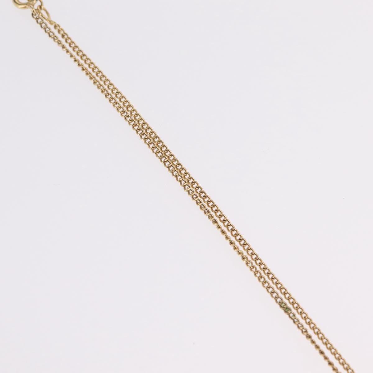 Christian Dior Round Logo Pendant Metal With Crystal Gold Metal Necklace Jewelry (Pre-Owned)