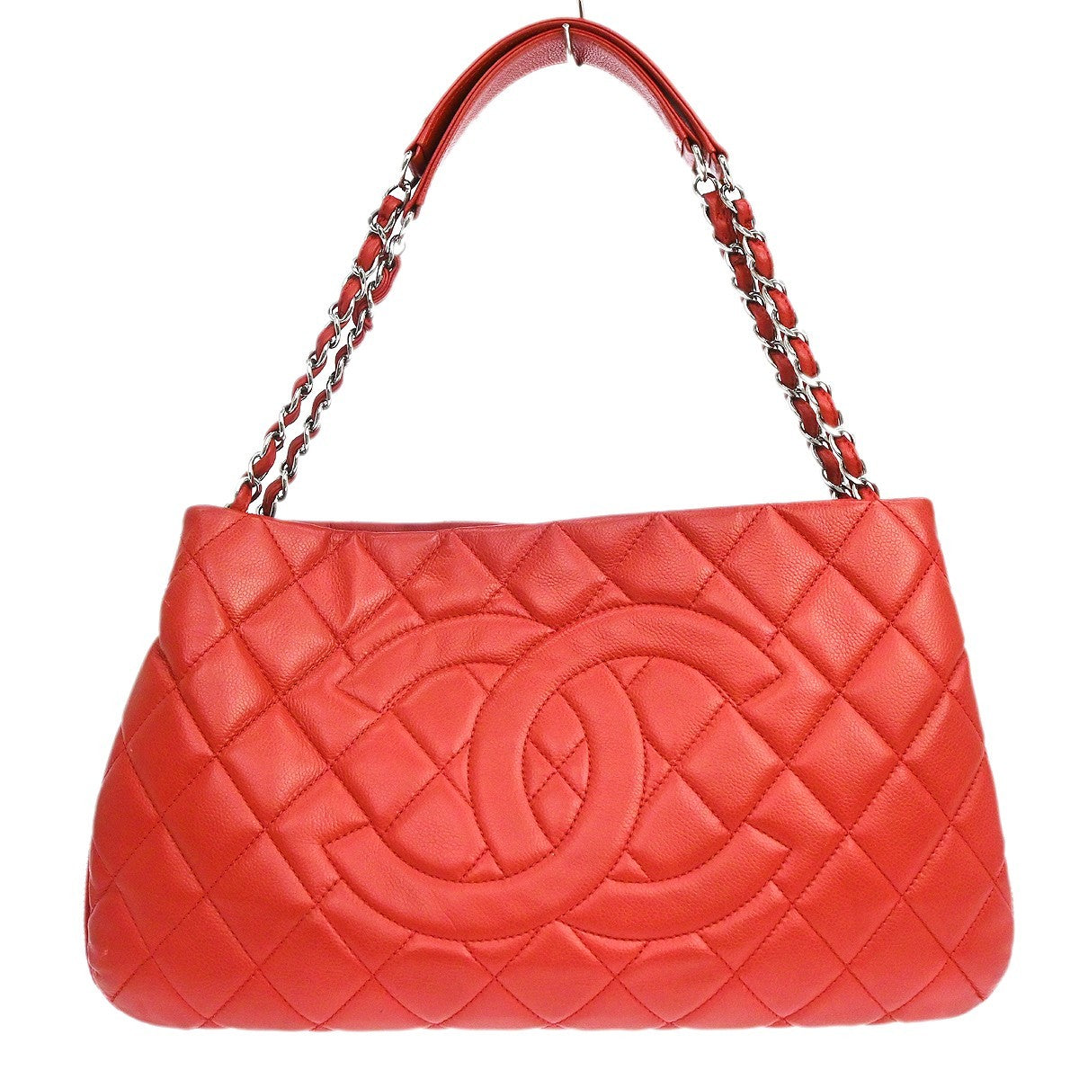 Chanel Timeless Cc Expandable Tote Quilted Caviar Red Leather Tote Bag Bag (Pre-Owned)