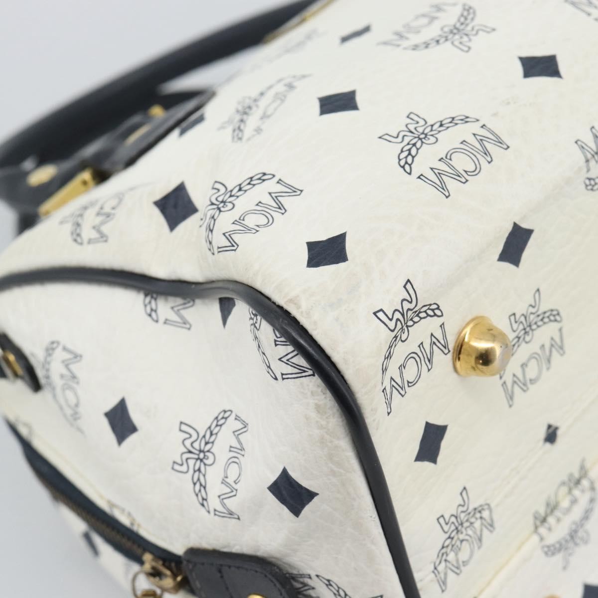 MCM Visetos Logogramme Leather White Leather Handbag (Pre-Owned)