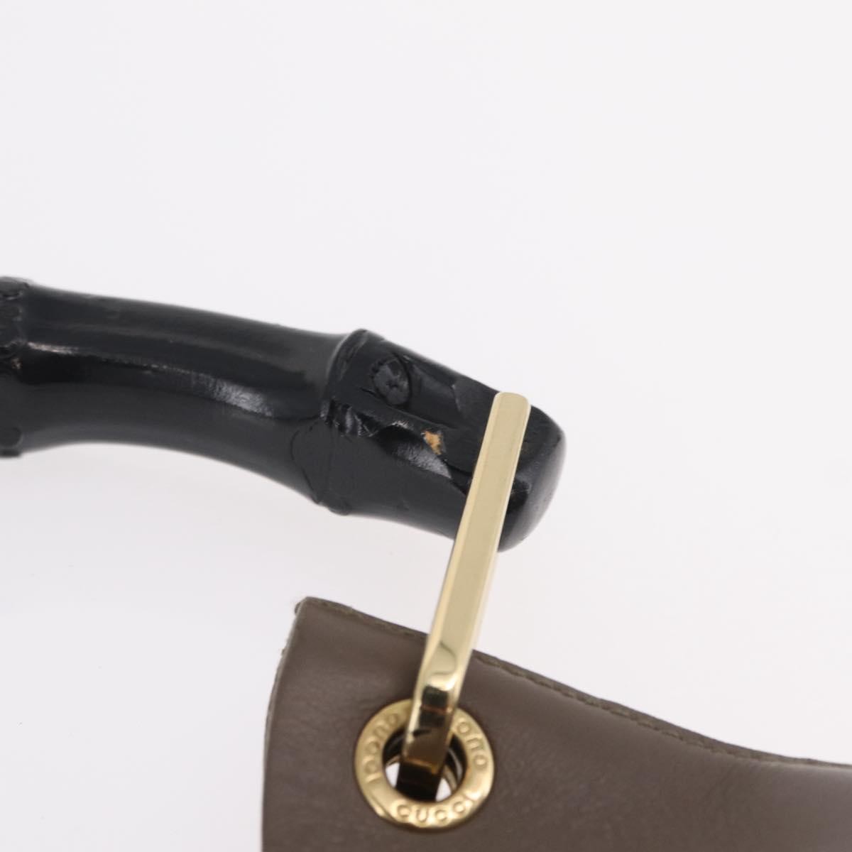 Gucci Vintage Bamboo Hobo Leather Gray Leather Shoulder Bag Bag (Pre-Owned)