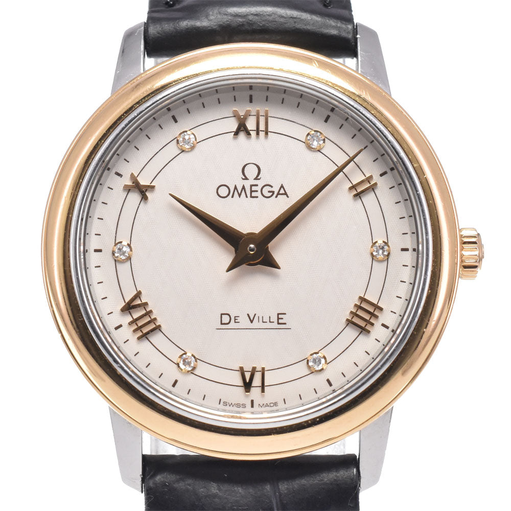 Omega De Ville Prestige Quartz Stainless Steel And Rose Gold With Diamond Markers Watch (Pre-Owned)