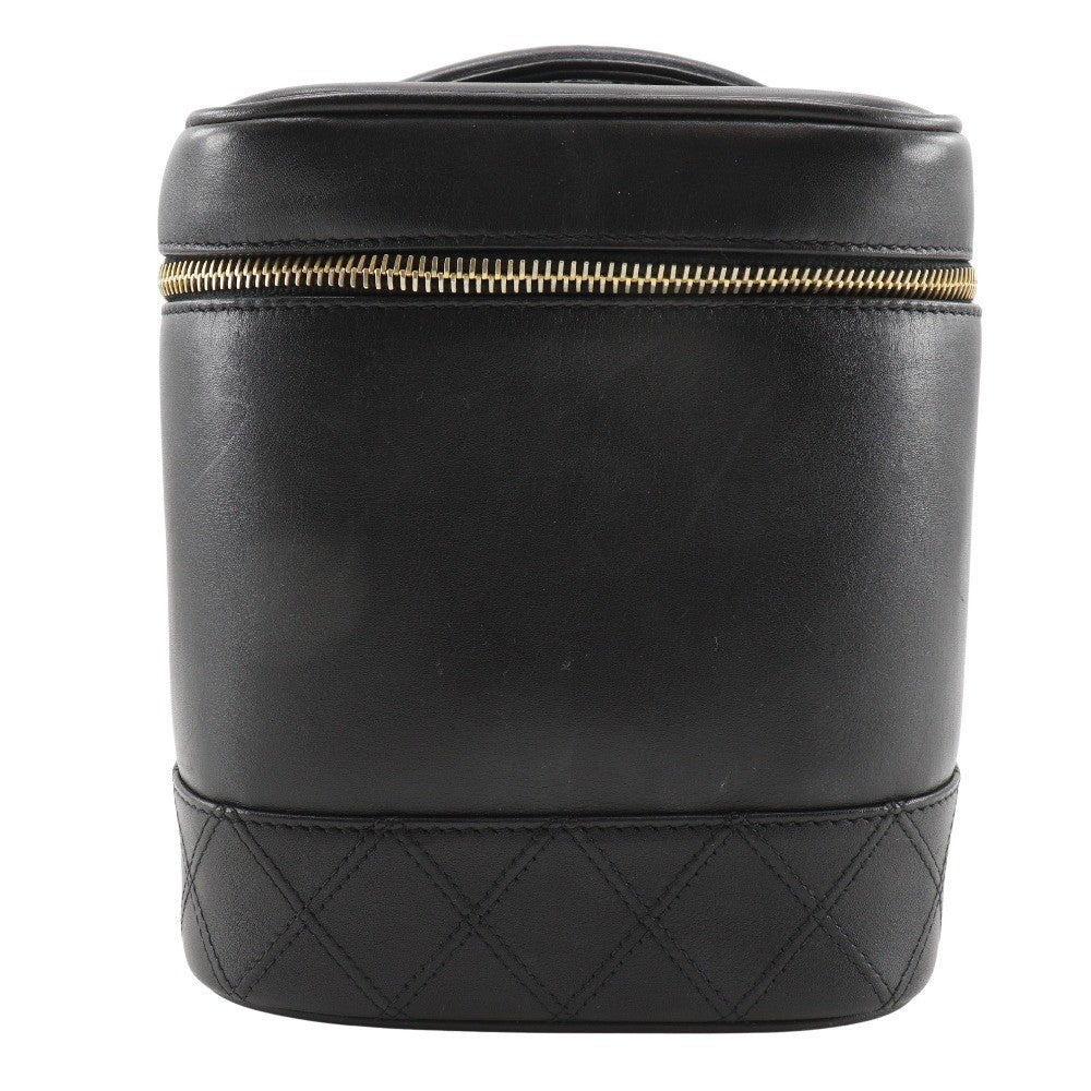 Chanel Vintage Cosmetic Case Leather Black Leather Clutche & Pouche Bag (Pre-Owned)