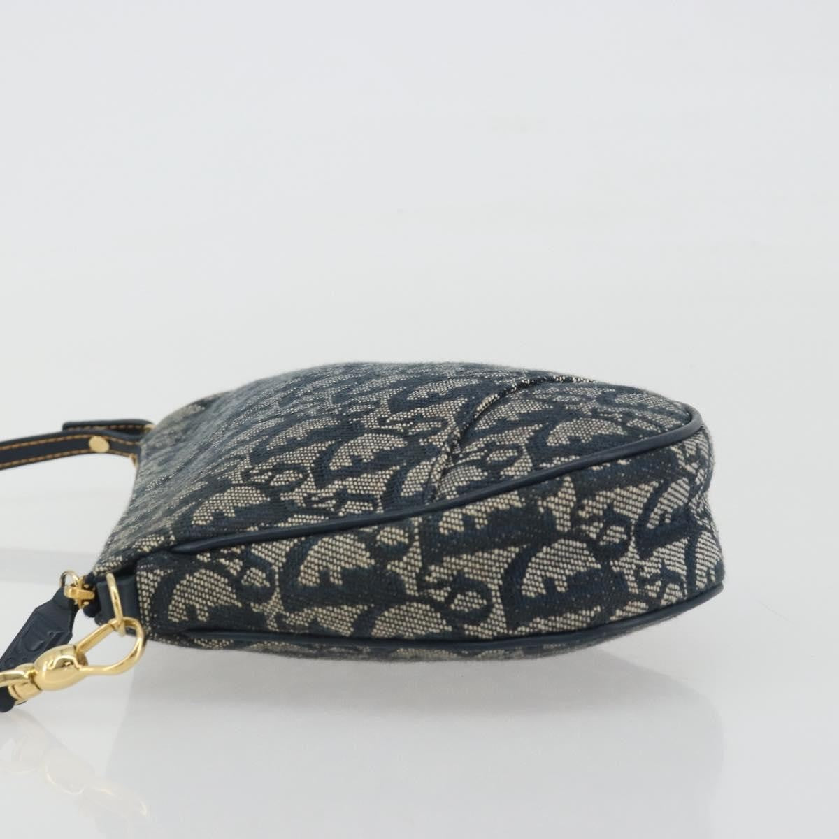 Christian Dior Vintage Saddle Diorissimo Canvas Navy Canvas Shoulder Bag Bag (Pre-Owned)