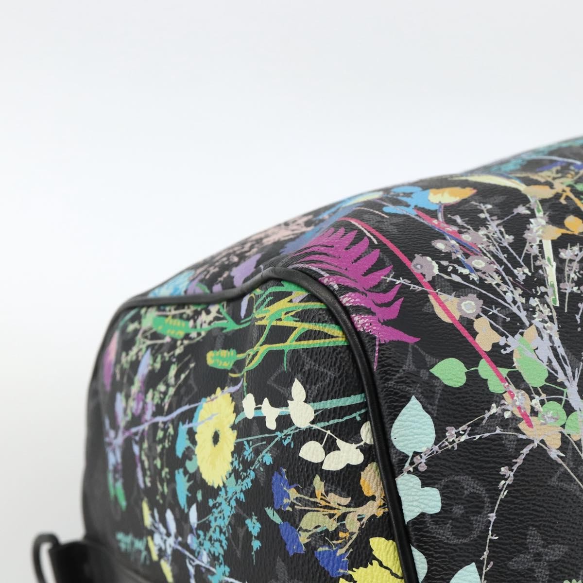 Louis Vuitton Keepall Bandouliere Limited Edition Foliage Monogram Eclipse Black Canvas Travel Bag Bag (Pre-Owned)