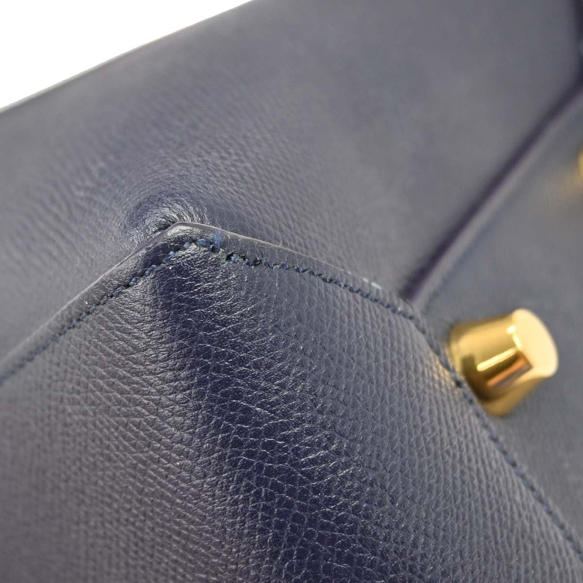 Celine Belt Textured Leather Blue Leather Handbag (Pre-Owned)