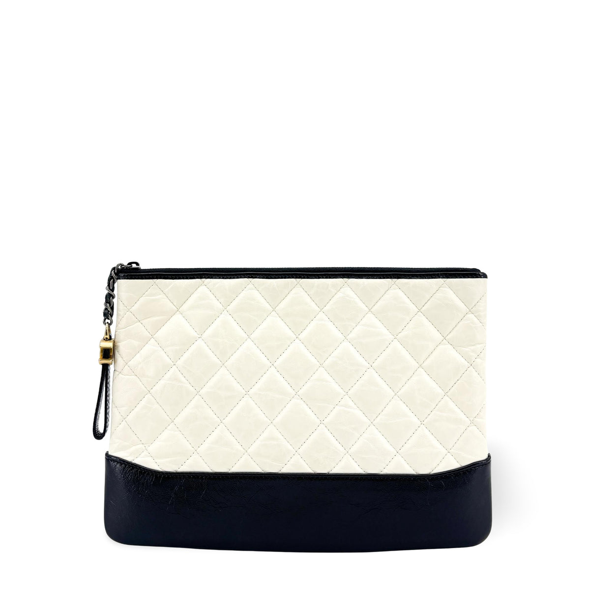 Chanel Gabrielle O Case Clutch Quilted Aged Calfskin Black Leather Clutche & Pouche Bag (Pre-Owned)