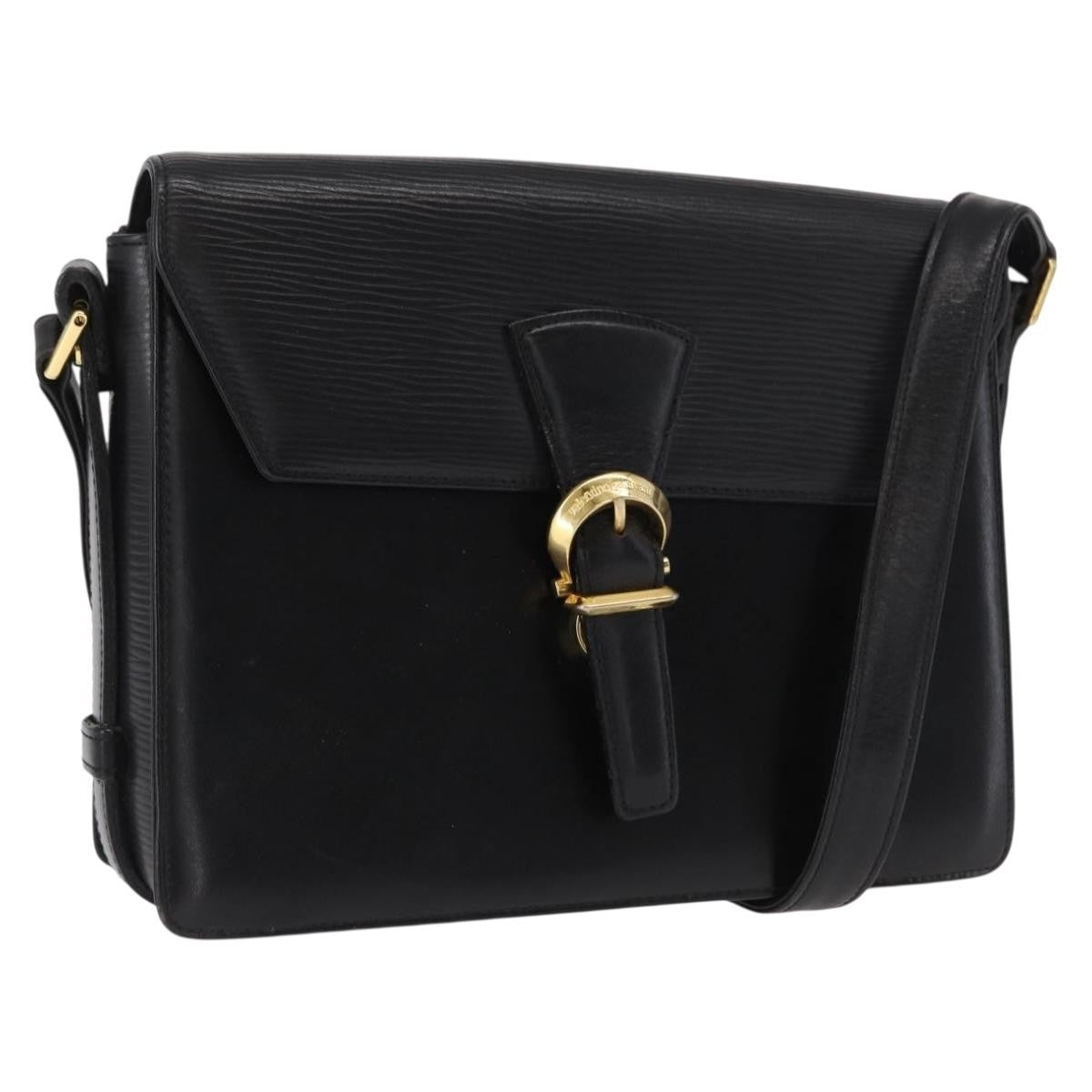 Valentino Garavani Vintage Leather Black Leather Shoulder Bag Bag (Pre-Owned)